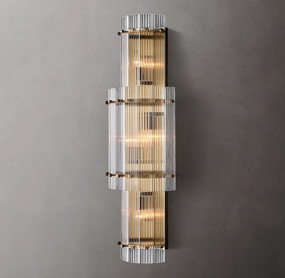 Three-Tier Ribbed Glass Sconce