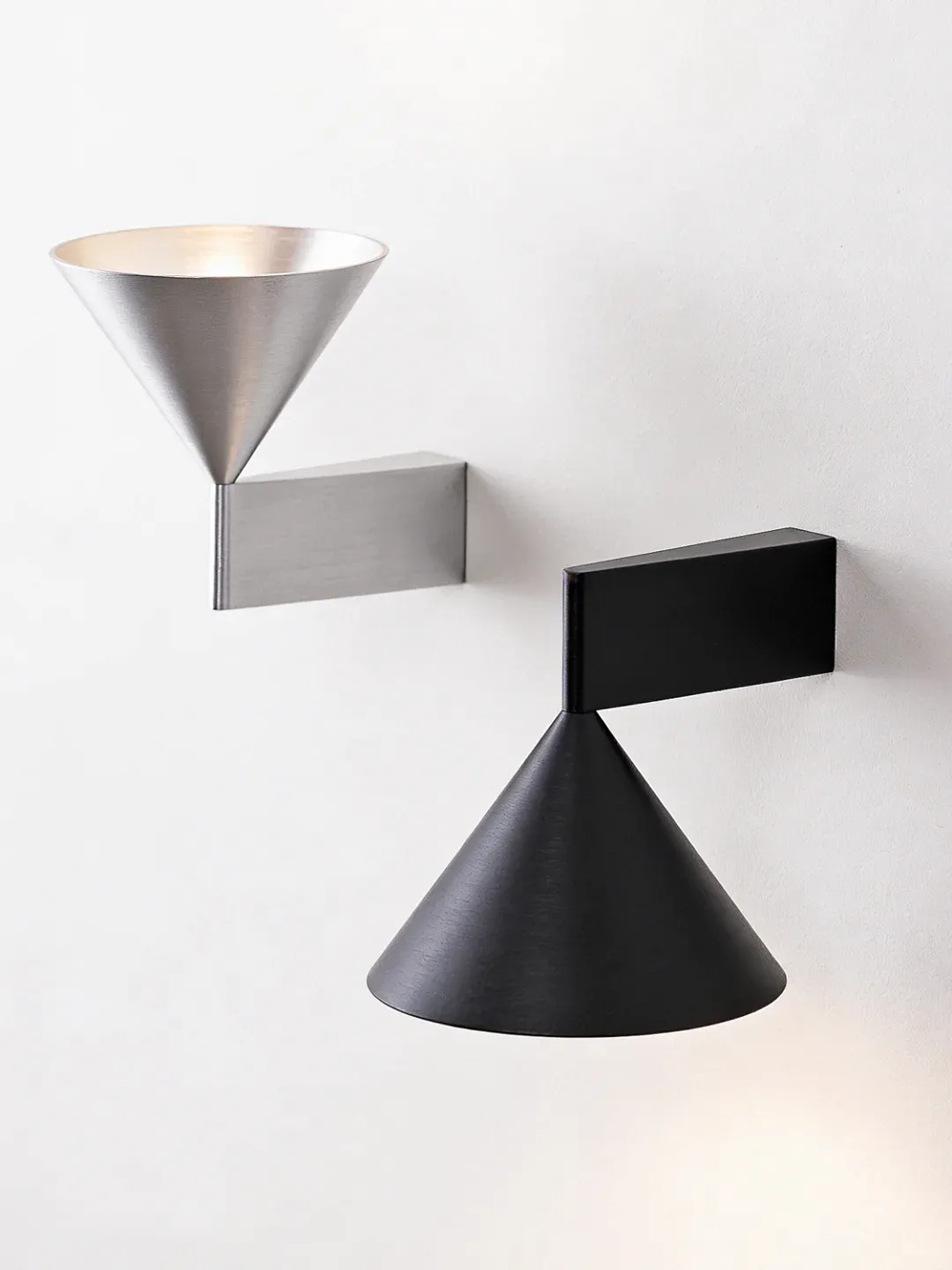 Cone Wall Lamps — Silver and Black
