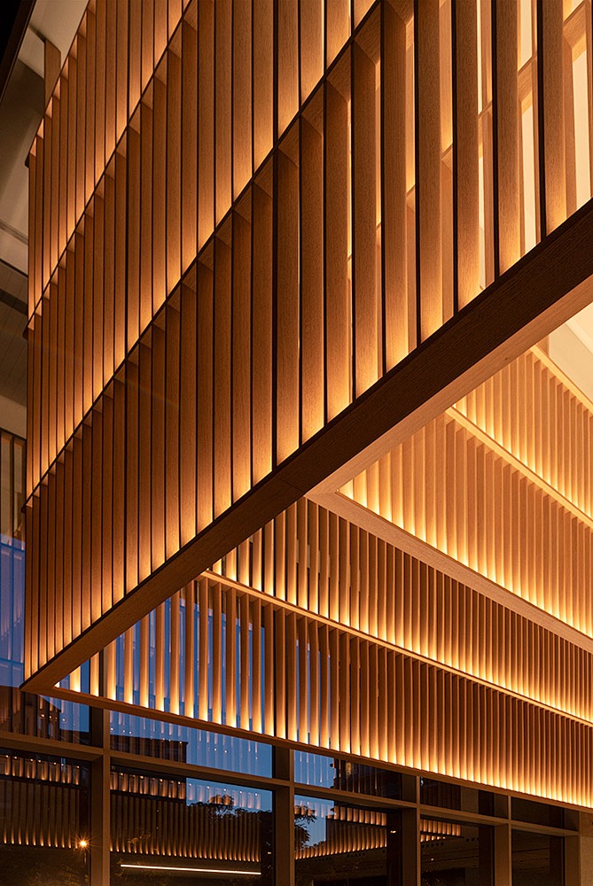 Timber Slat Soffit — Warm Glow