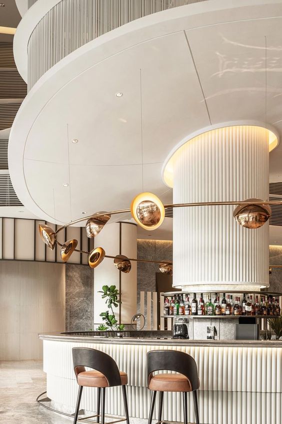 Curved Fluted Bar — Copper Pendants