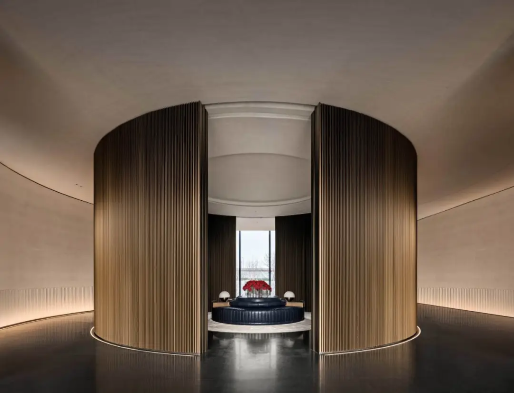 Fluted Circular Lobby Pod