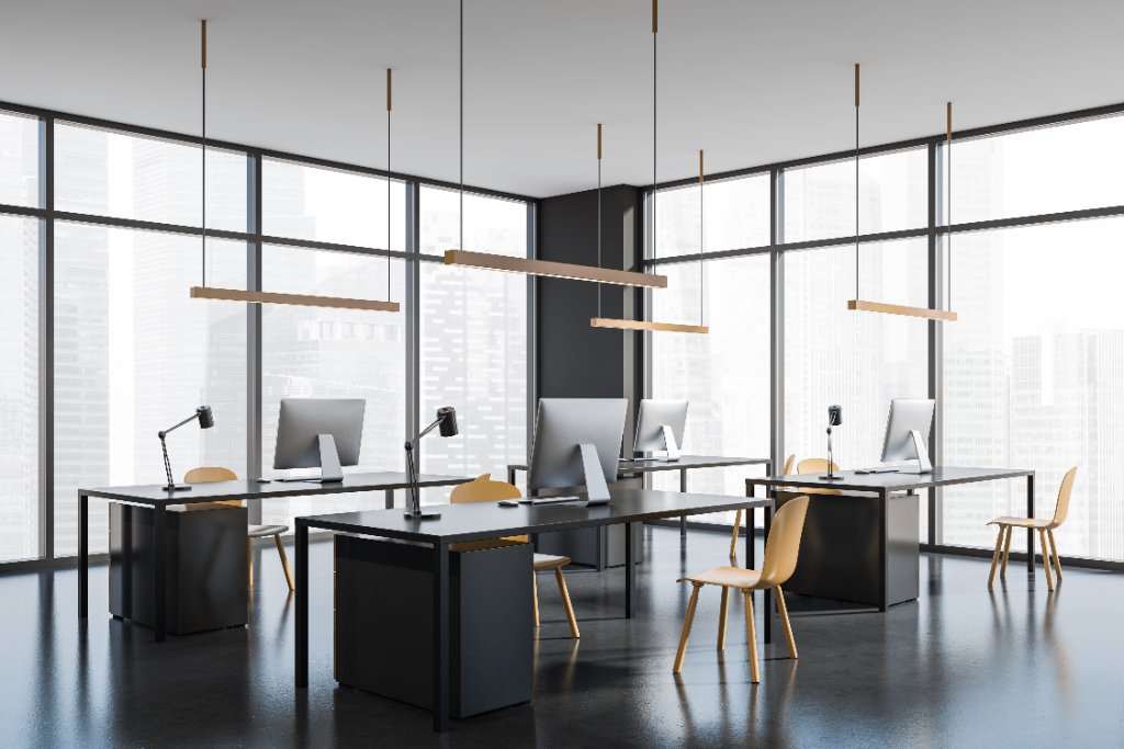 Glass-Walled Corner Office