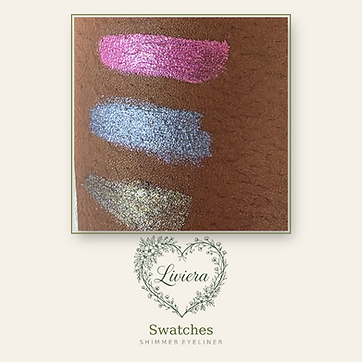 Liviera shimmer eyeliner swatches β pink, lilac and bronze shades on skin