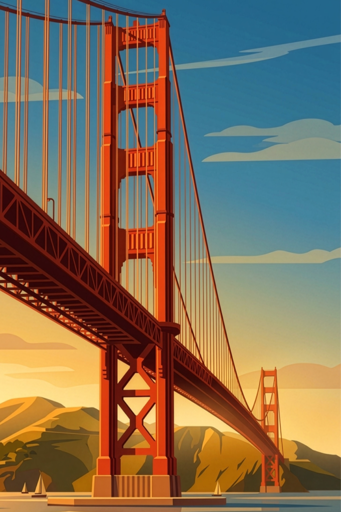 Golden Gate Bridge vintage print