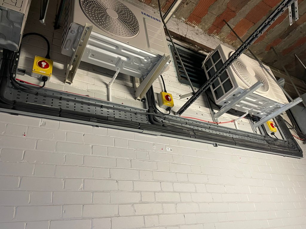 Samsung HVAC outdoor units with isolators and cable tray