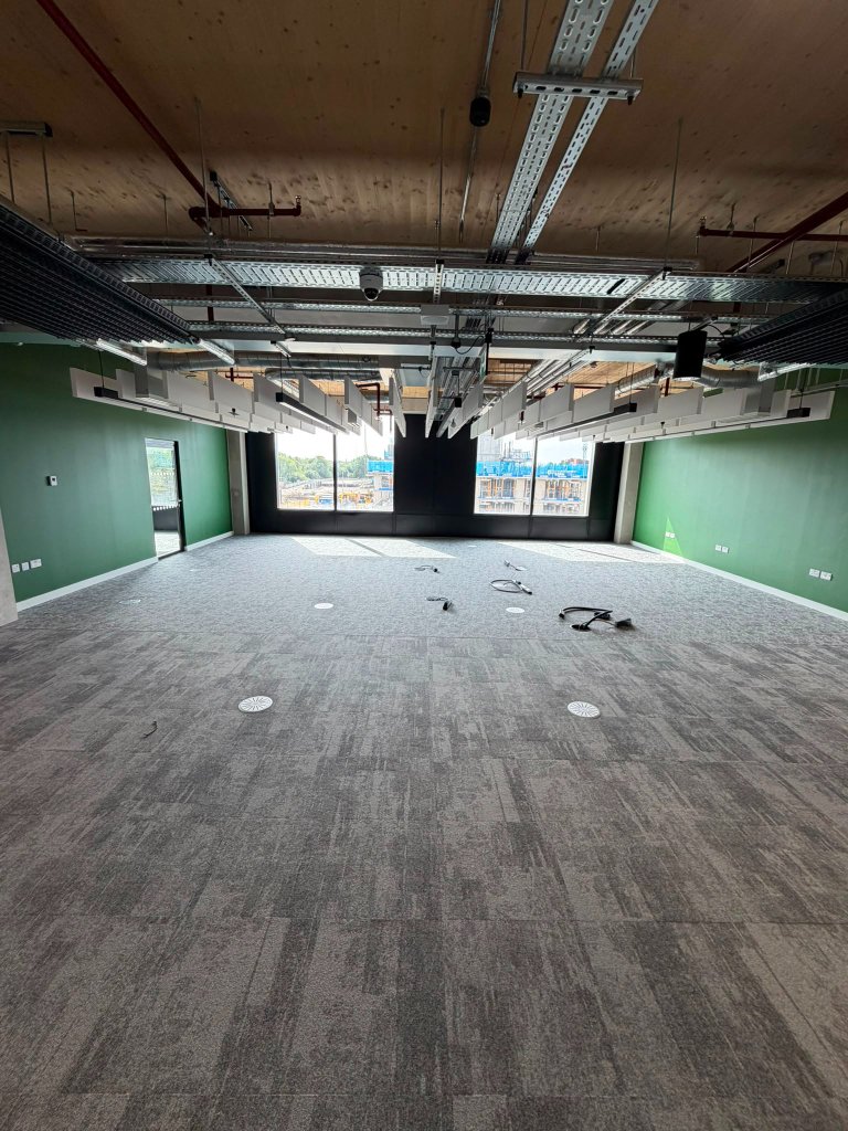 Office floor — decorative lighting and containment