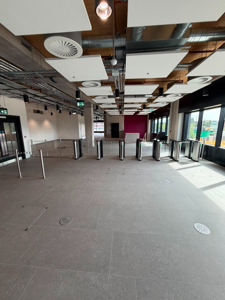 Ground floor reception area with decorative lighting