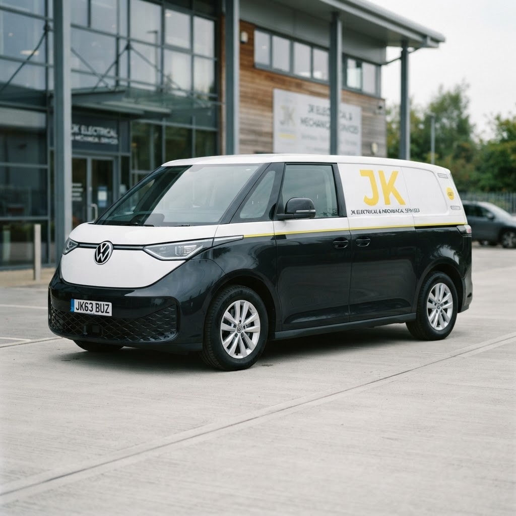 JK Electrical & Mechanical Services branded VW ID. Buzz electric van
