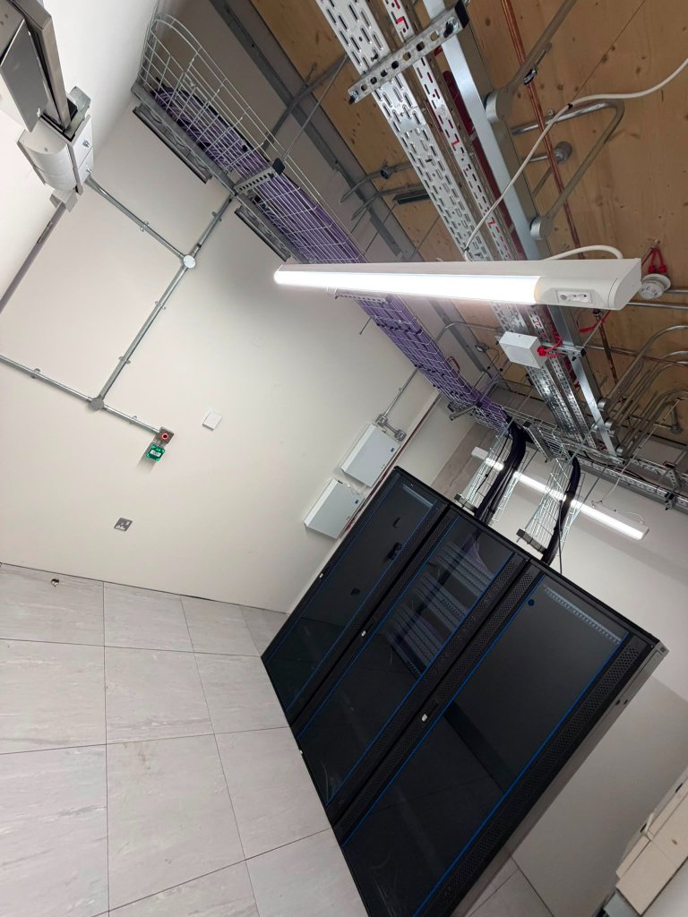 IDF room angled view — overhead cable routing