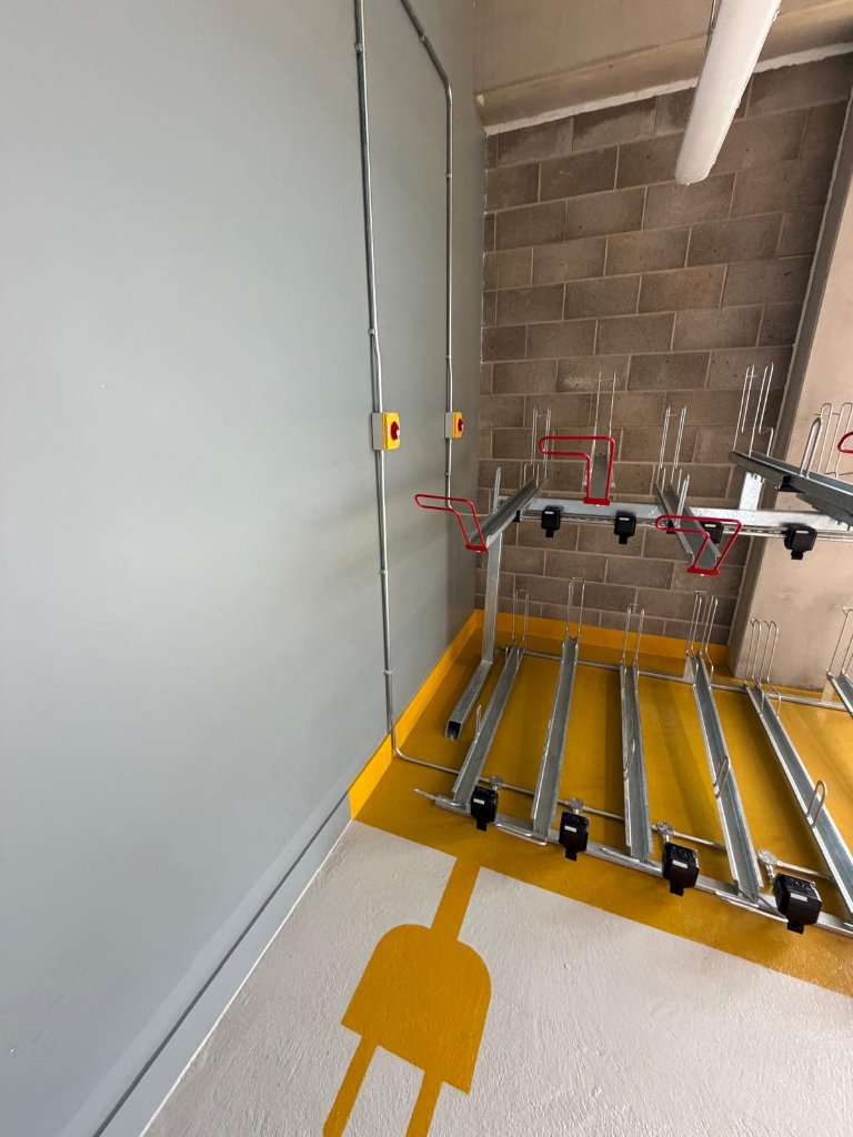 Electric bike store — isolator and containment installation