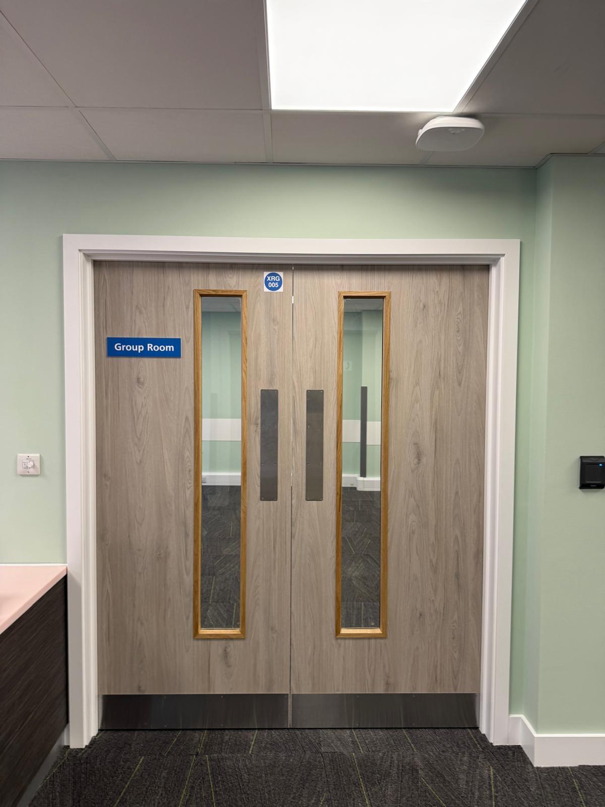 Group Room double doors with access card reader