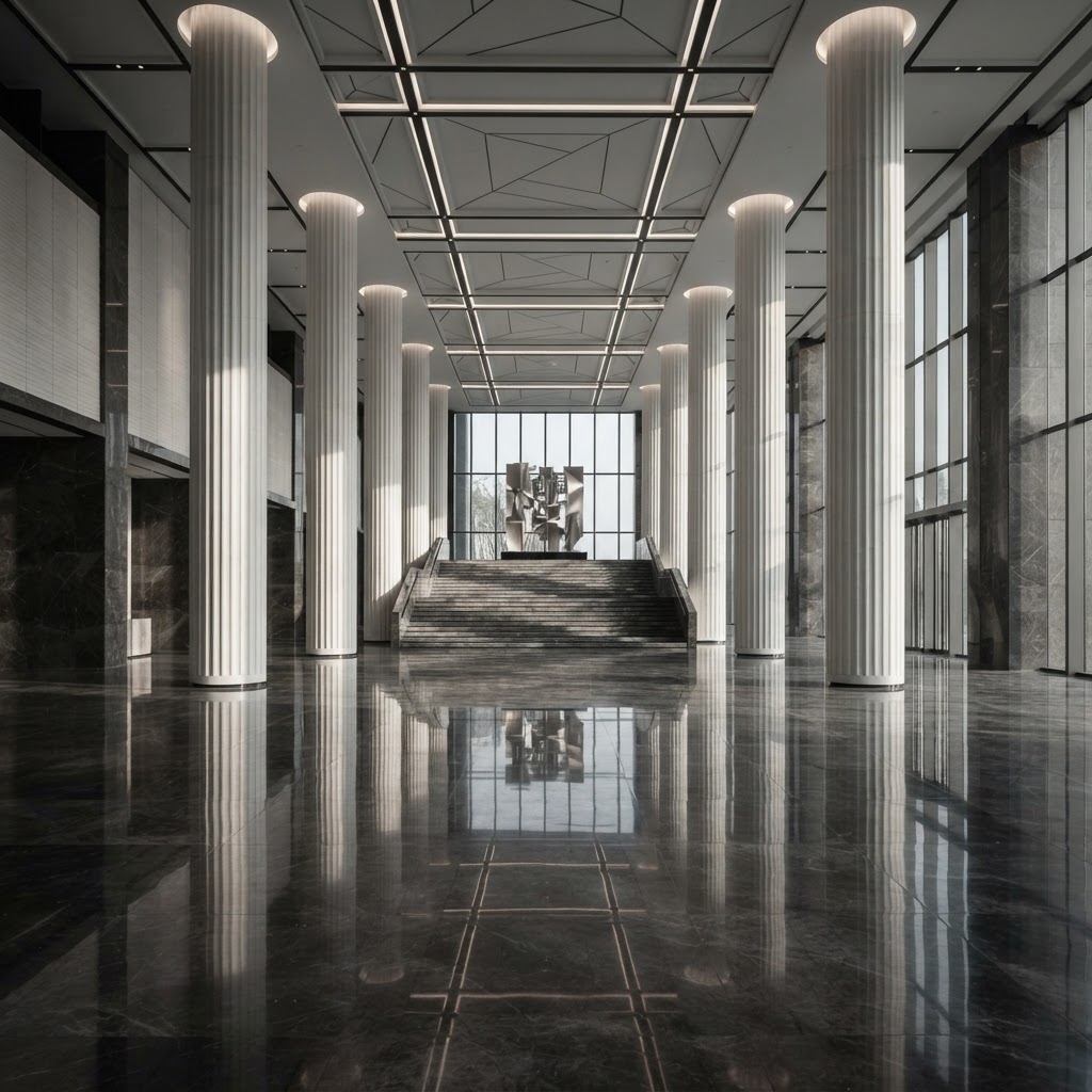 Commercial lobby marble floor