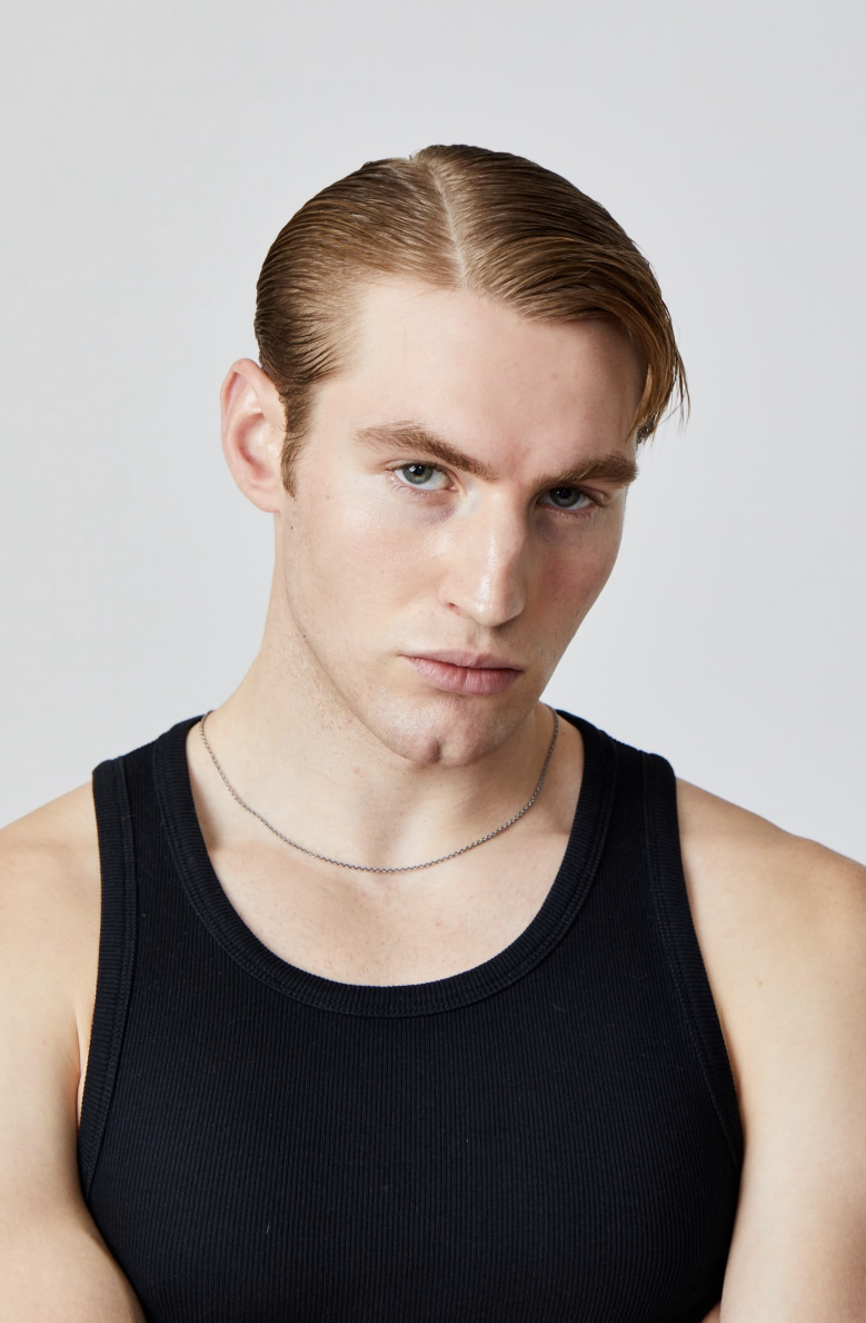 Side-parted slicked-back style