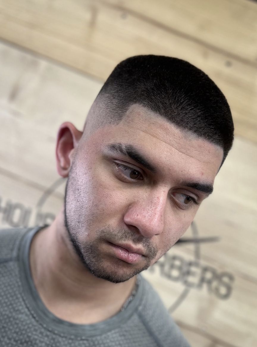Short tapered fade with textured top