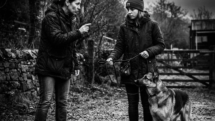 A professional dog trainer mentoring a student during hands-on Trainers Academy coursework