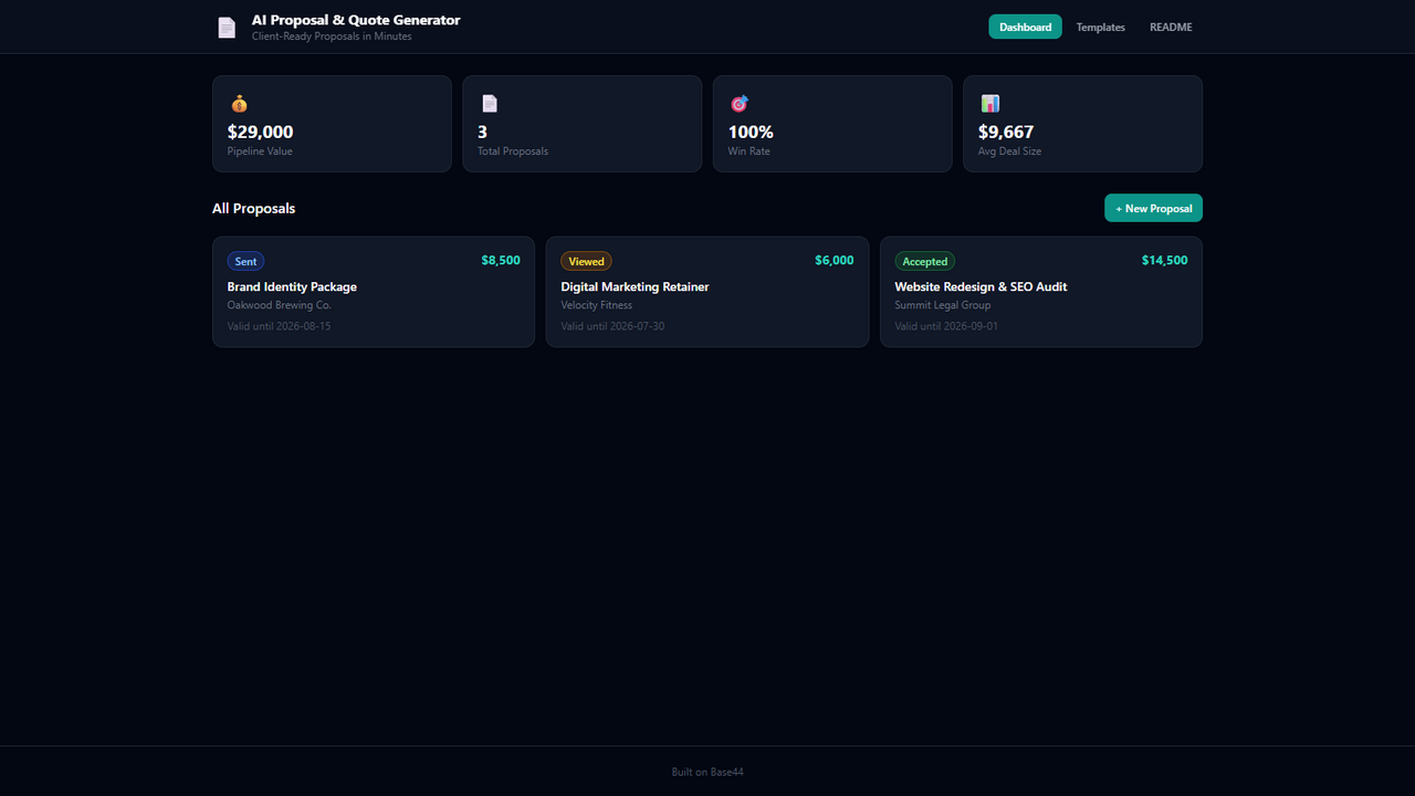AI Proposal and Quote Generator template preview