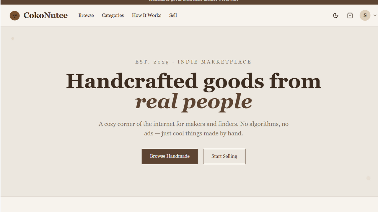 CokoNutee Marketplace template preview