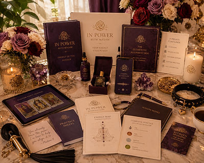 The In Power kit — Elemental Altar Box, Energy of You dossier, and practice materials