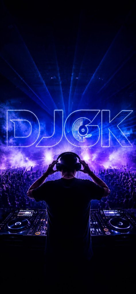 DJGK performing live on stage with massive crowd and laser lights