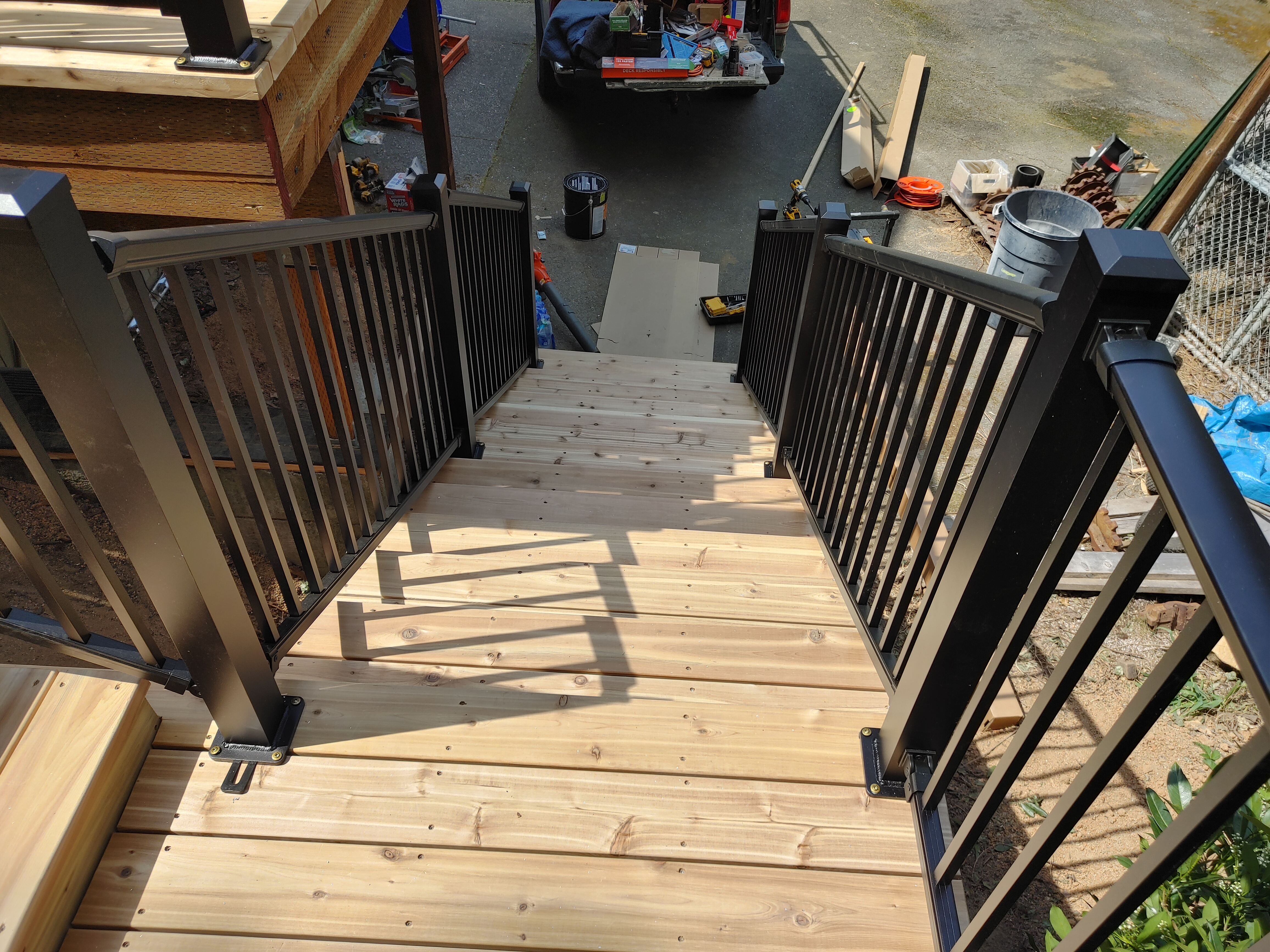 Cedar 2nd-Story Deck with Landing and Aluminum Tu-Step Railing 5