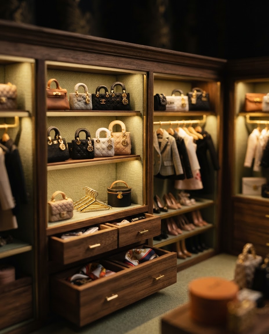 Luxury miniature designer closet