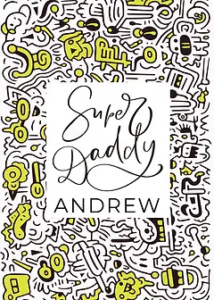 Super Daddy Father's Day greeting card with editable doodle border design, illustrated by Aarti.