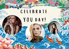 Personalised Brithday Photo Card by Crafty Bitch- Festive 'Celebrate You Day!' Card 