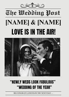 Classic Card by Crafti Ali - Features "The Wedding Post" at the top and "LOVE IS IN THE AIR!" prominently, with a placeholder for an image and quotes for personalisation below.