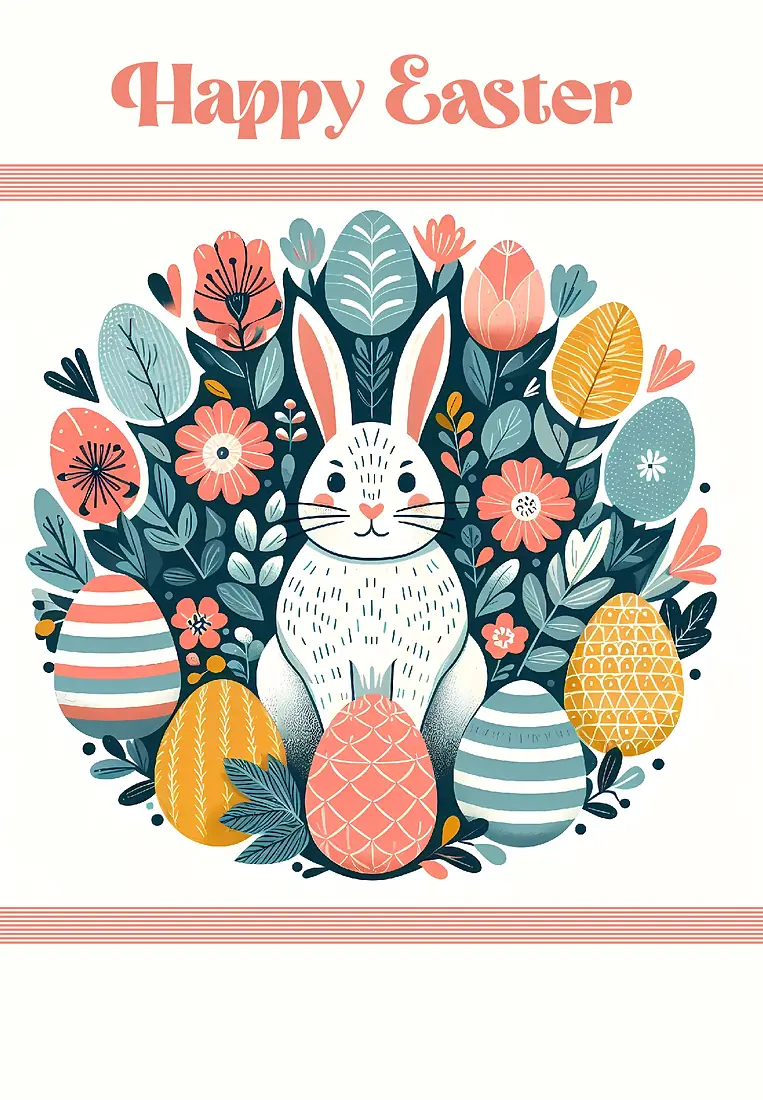 Easter Floral Bunny White - Personalised
