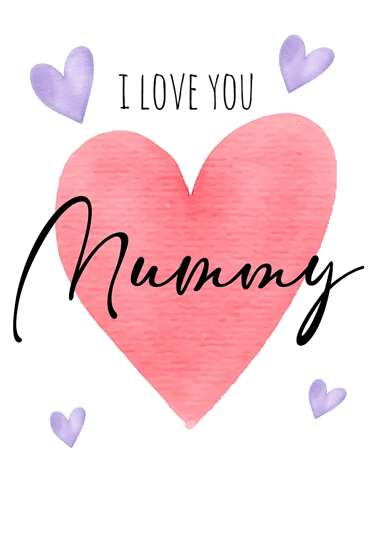 Mummy Watercolour Hearts