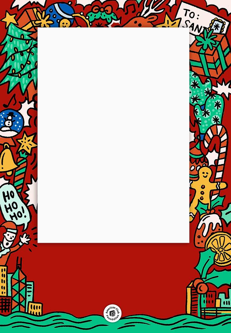 Hong Kong Red Christmas Doodle - Portrait