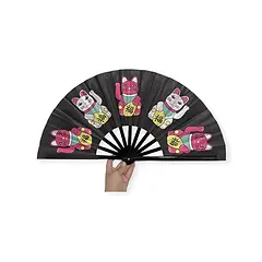 Hand Fan 'Tung Choi St' Lucky Cats