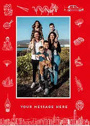 Customisable Card by Biscuitmoon Designs - Traditional Asian motifs like a dragon, Buddha, fans, and dumplings, centered around a customizable photo upload area