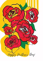 Red Roses With Yellow Splash