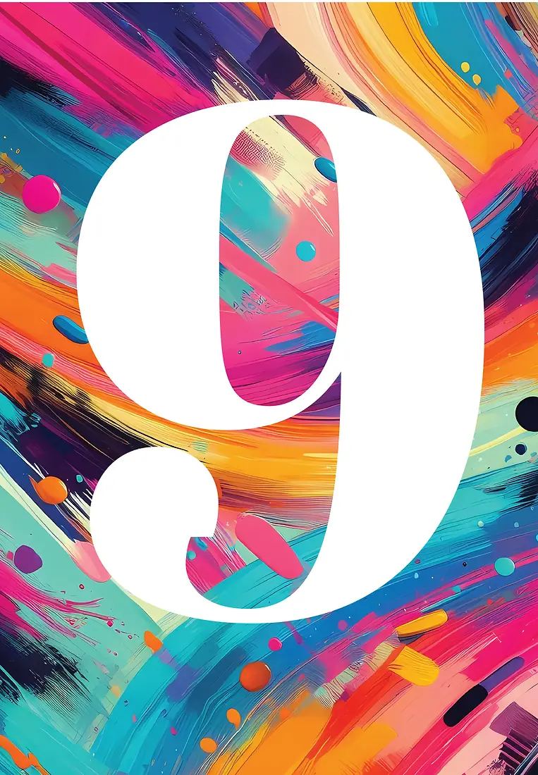Number Birthday 9 Colourful Explosion