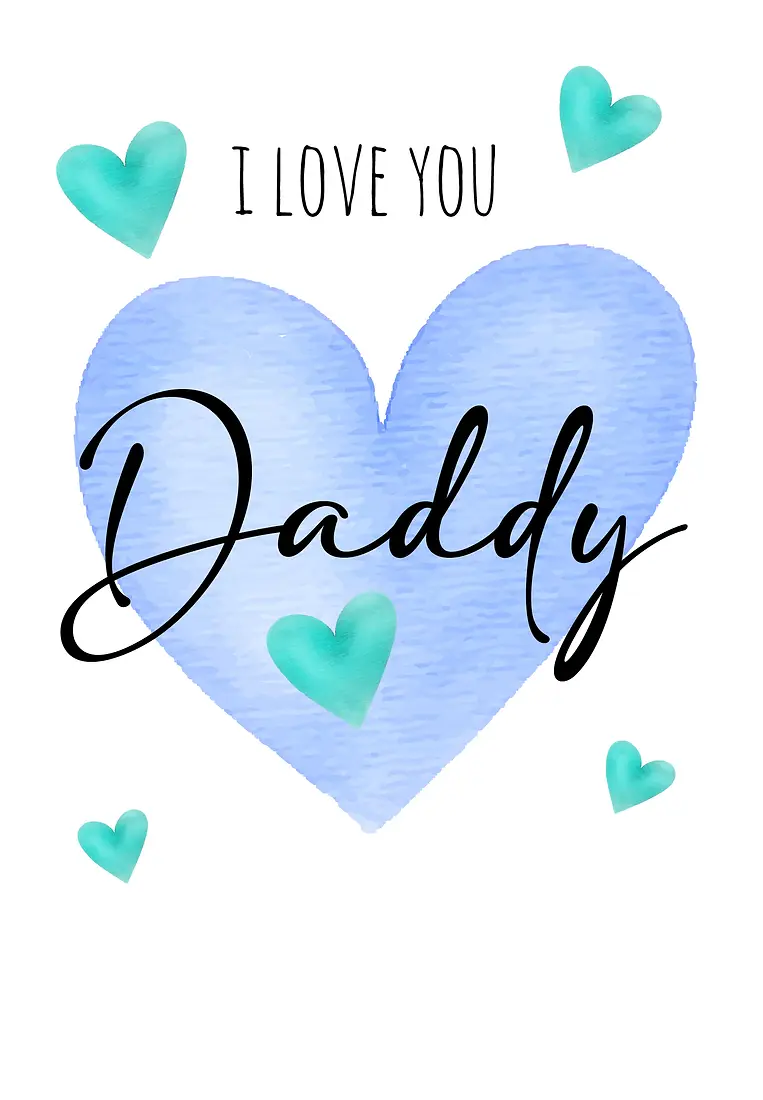 Daddy Watercolour Hearts