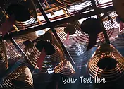 Customisable Nostalgia Card by ViewThroughJen'sLens - A close-up of decorative wire baskets or lanterns hanging above, casting shadows and creating a warm, ambient atmosphere