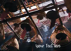 Customisable Nostalgia Card by ViewThroughJen'sLens - A close-up of decorative wire baskets or lanterns hanging above, casting shadows and creating a warm, ambient atmosphere