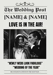 Classic Card by Crafti Ali - Features "The Wedding Post" at the top and "LOVE IS IN THE AIR!" prominently, with a placeholder for an image and quotes for personalisation below.