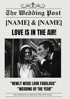 Classic Card by Crafti Ali - Features "The Wedding Post" at the top and "LOVE IS IN THE AIR!" prominently, with a placeholder for an image and quotes for personalisation below.