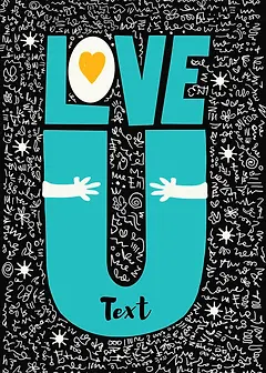 Love You - Teal & Black