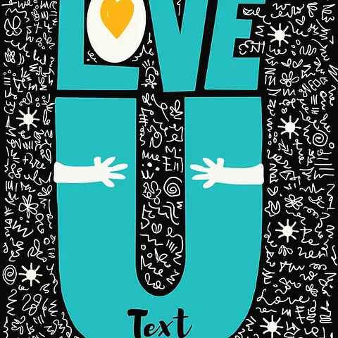 Love You - Teal & Black