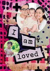 Personalised Heartwarming card by Crafty Bitch - 'I am loved' text, abstract design