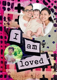 Personalised Heartwarming card by Crafty Bitch - 'I am loved' text, abstract design