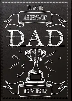 Celebratory Card by Biscuitmoon Designs - Featuring the words "You are the BEST DAD EVER" in bold, decorative typography, accompanied by an illustration of a trophy