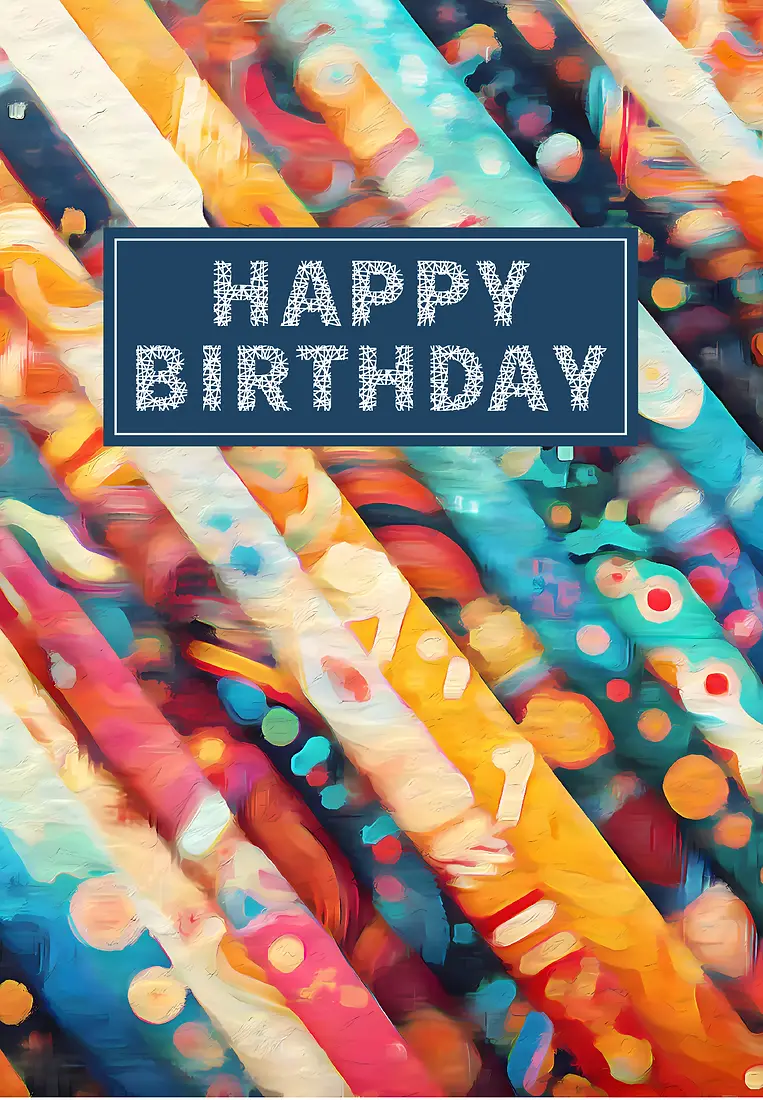 Happy Birthday colourful paint stripes