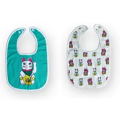 Baby Bib Set - 'Tong Choi Street ' Lucky Cats