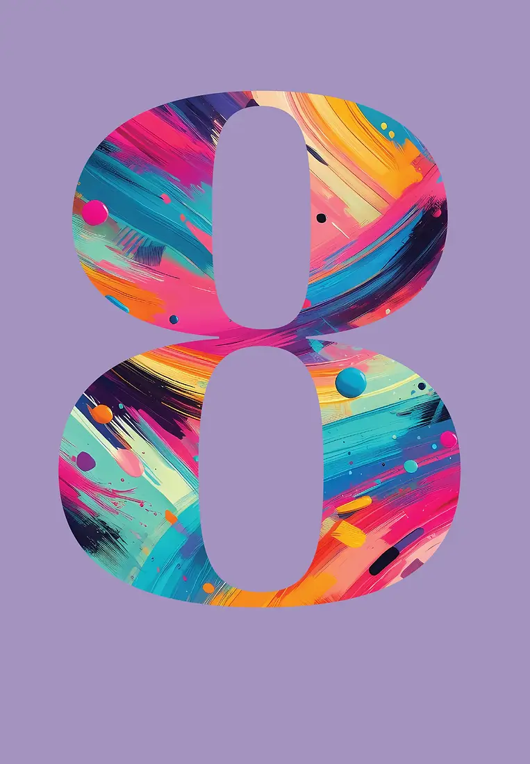 Number Birthday 8 Colourful Explosion - Purple