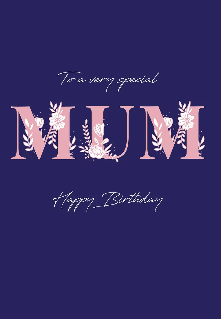 Floral Letters - Mum's Birthday (Navy)