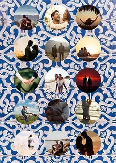 Personalised Photo Card by Crafty Bitch-  Blue ornamental background